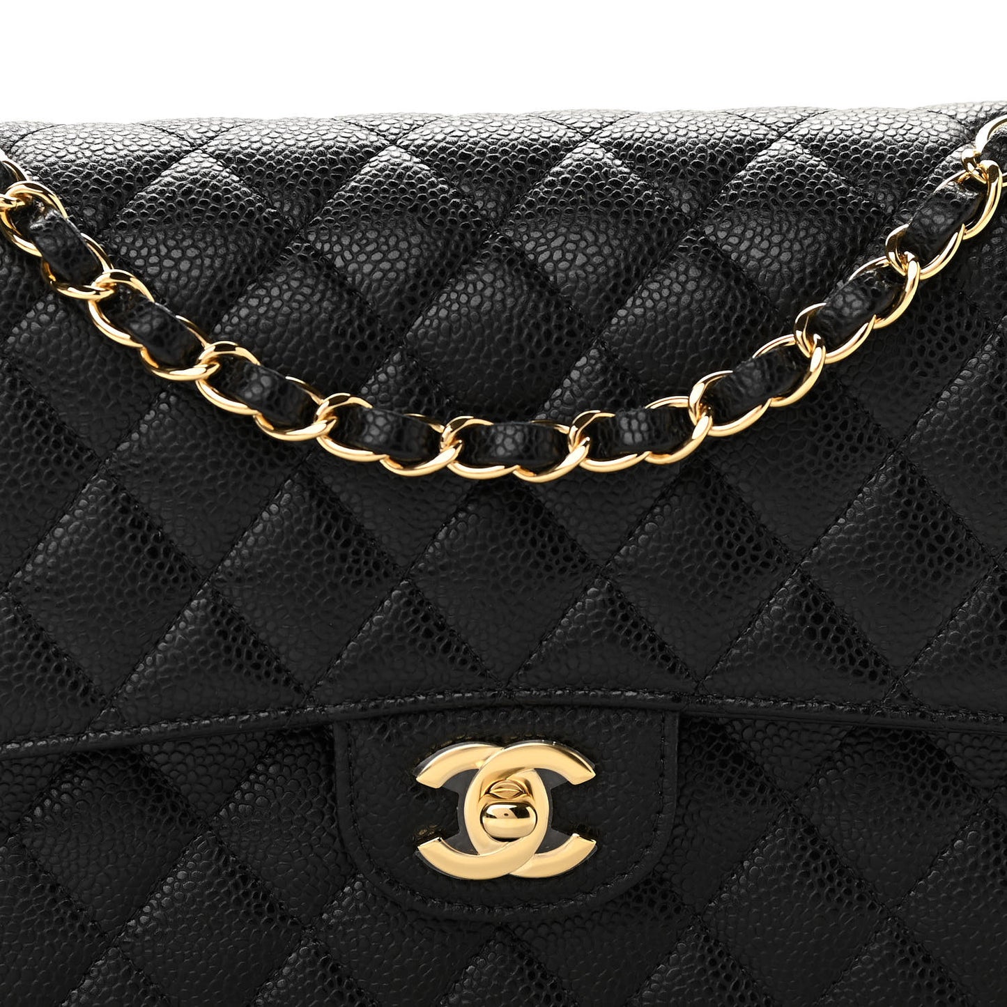 Caviar Quilted Medium Double Flap Black