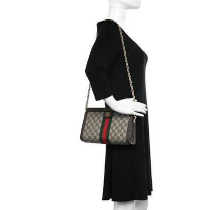 Gucci GG Supreme Monogram Web Small Ophidia Chain Shoulder Bag Brown 2 of 10