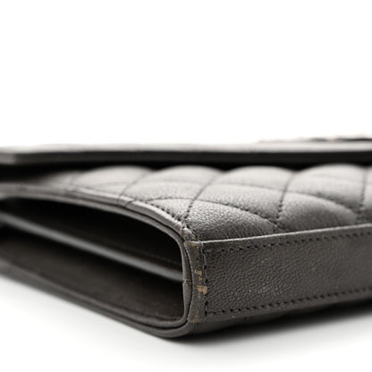 Saint Laurent Sheepskin Tri-Quilt Monogram Envelope Chain Wallet Earth 9 of 11