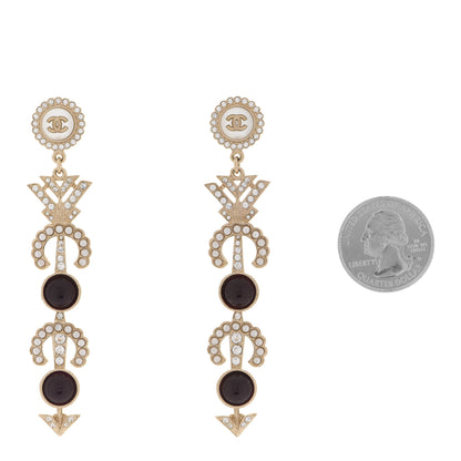 Chanel Pearl Crystal Queen of France CC Drop Earrings Gold 2 of 5