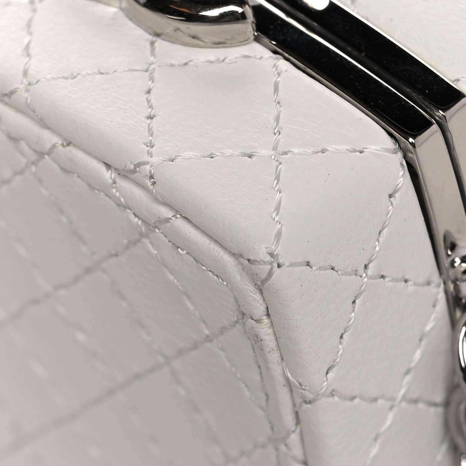 Chanel Patent Goatskin Quilted Clutch With Chain White 6 of 10