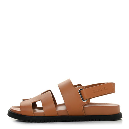 Hermes Calfskin Womens Takara Sandals 39.5 Gold 1 of 6