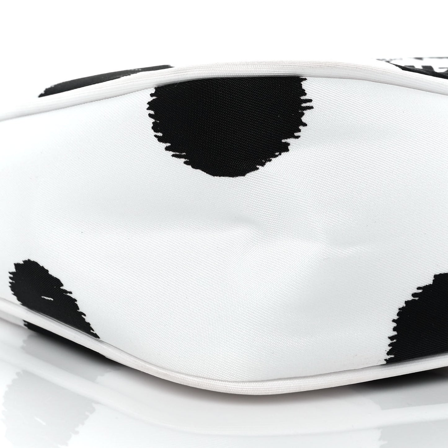 Tessuto Nylon Polka-Dot Mini Re-Edition 2000 Bag White Black