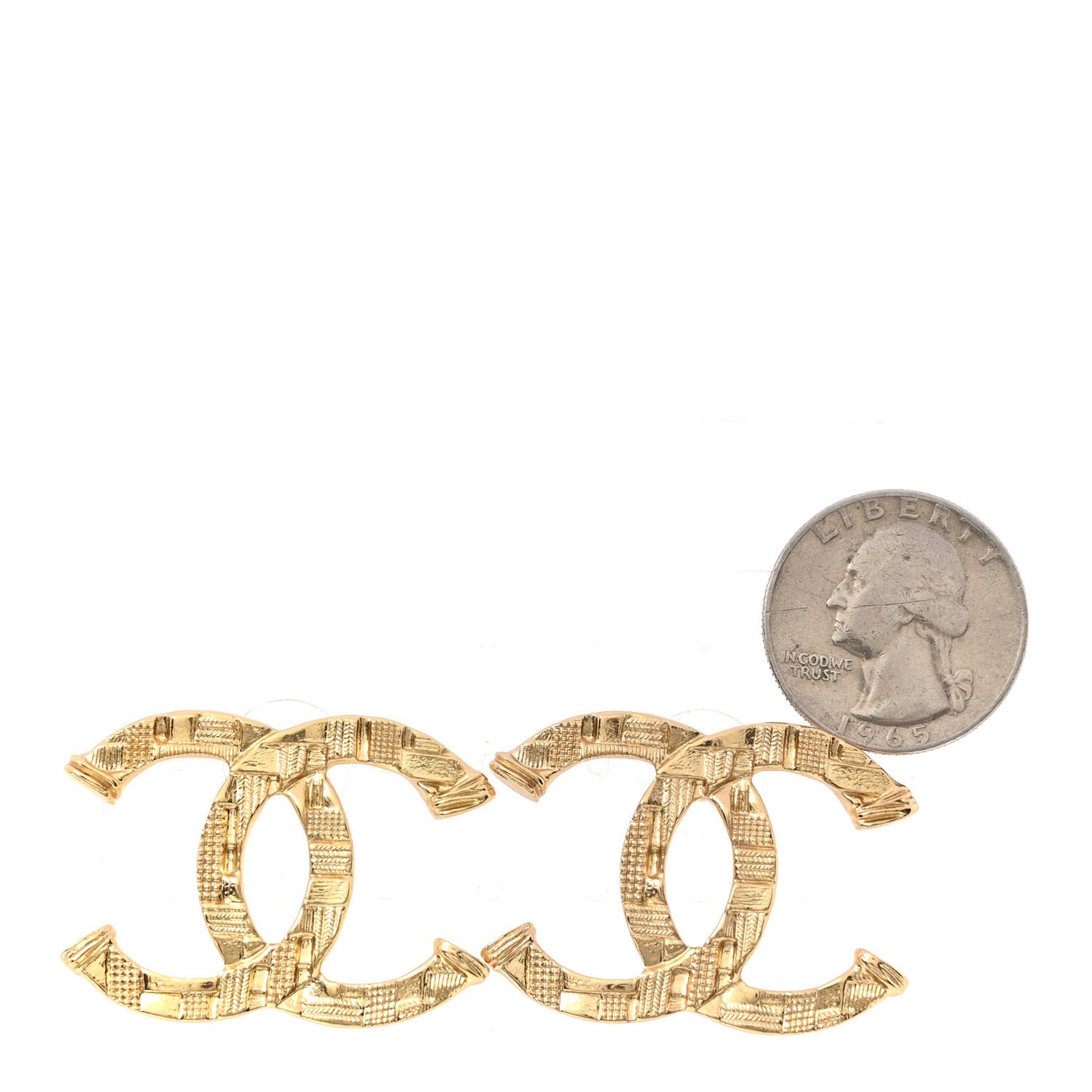 Metal Tweed Effect CC Earrings Gold