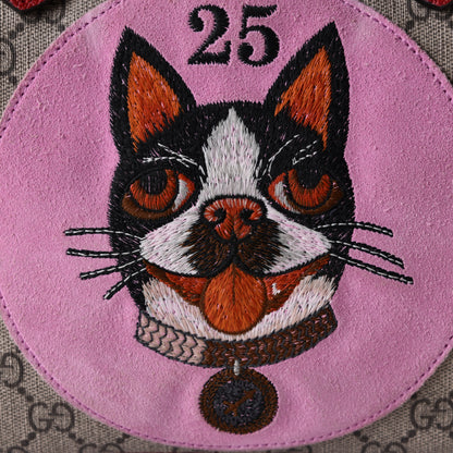 Gucci Soft GG Supreme Monogram Web Bosco Patch Small Crossbody Tote Beige Malva Hibiscus Red 6 of 8