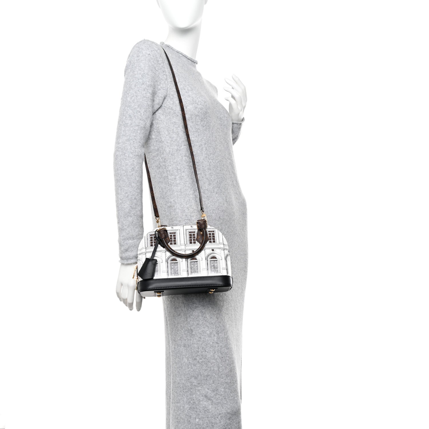 Louis Vuitton X FORNASETTI Calfskin Architettura Alma BB Black White 2 of 10