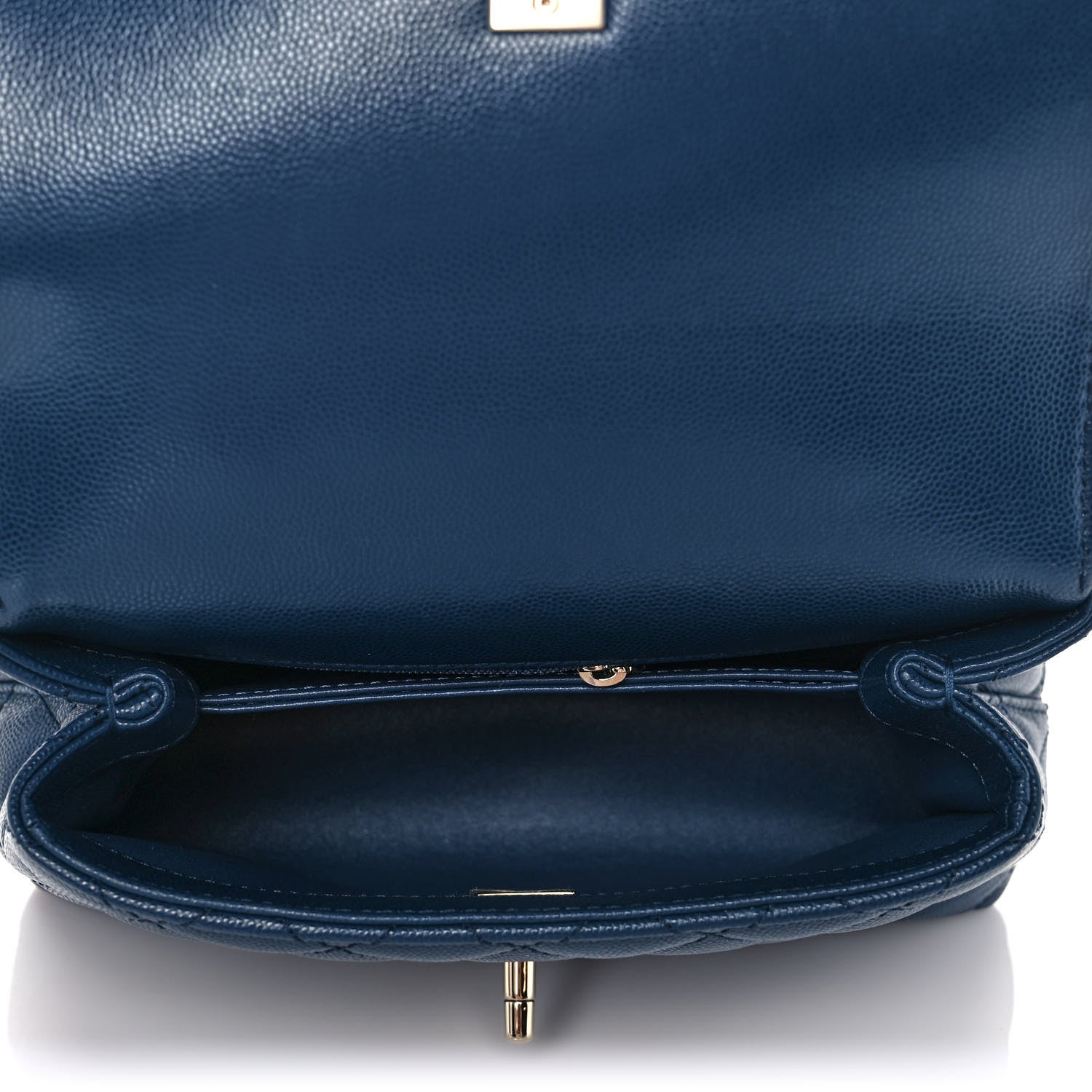 Chanel Caviar Quilted Lizard Embossed Mini Coco Handle Flap Dark Blue 5 of 10