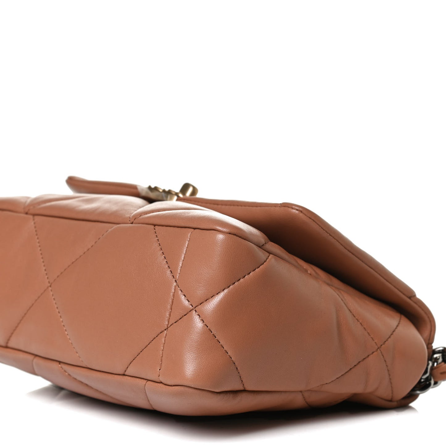 Lambskin Quilted Medium Chanel 19 Flap Light Brown