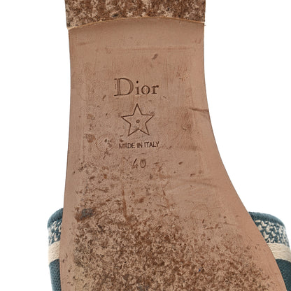 Christian Dior Cotton D-Stripes Embroidered Dway Mules Slide Sandals 40 Deep Ocean 7 of 8