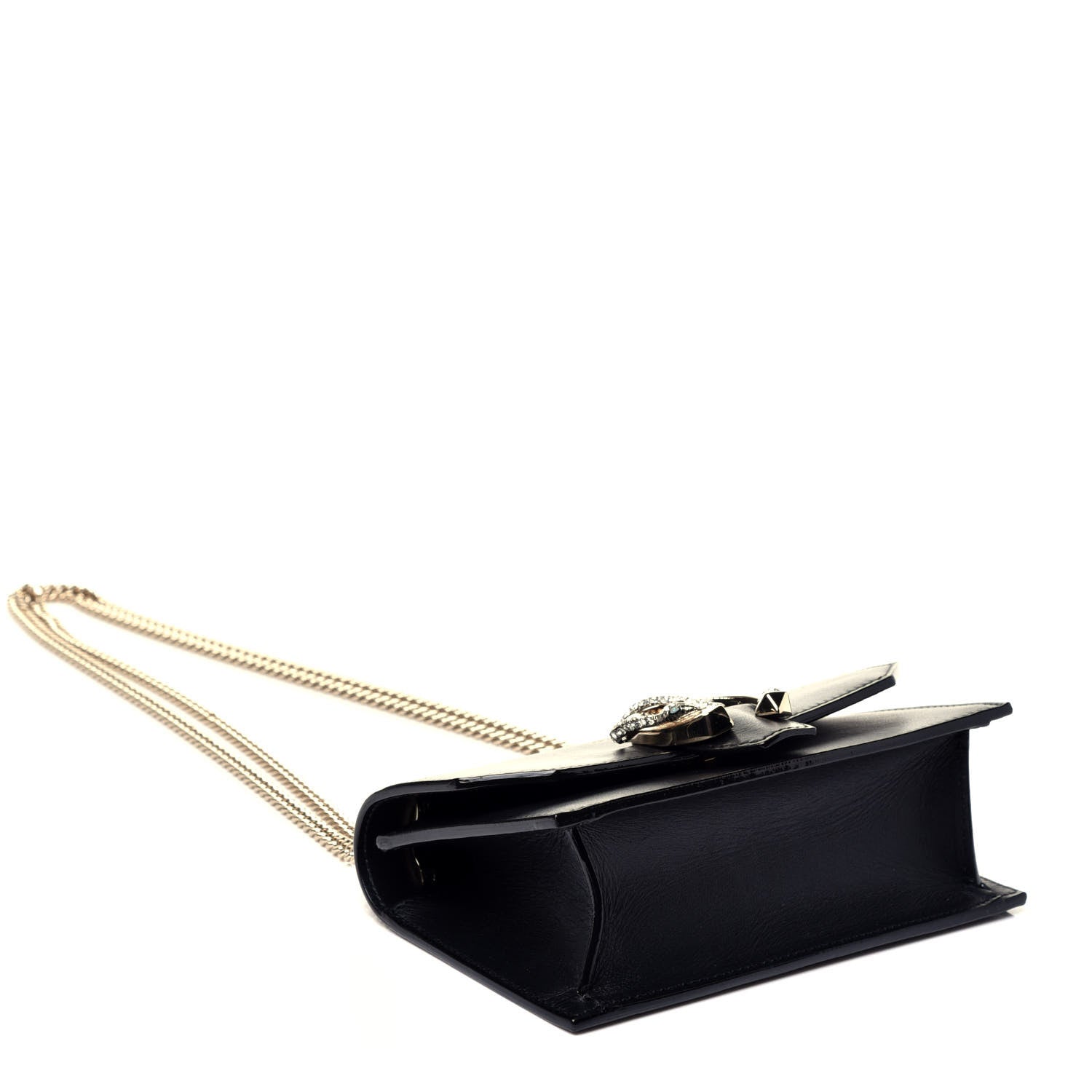 Jimmy Choo Smooth Calfskin Crystal Snake Buckle Paris Crossbody Bag Black 4 of 9