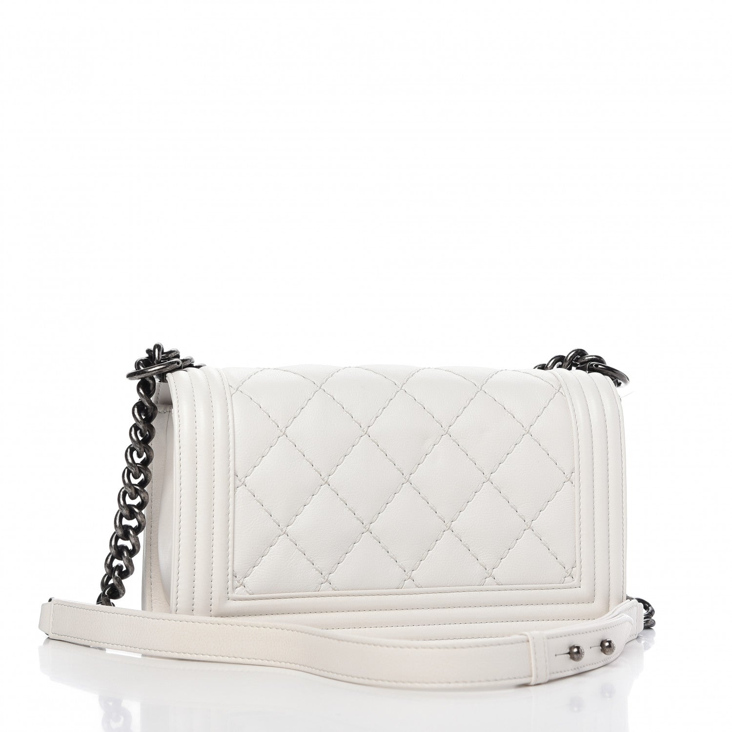 Chanel Calfskin Double Stitch Medium Boy Flap White 3 of 10