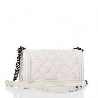 Chanel Calfskin Double Stitch Medium Boy Flap White 3 of 10