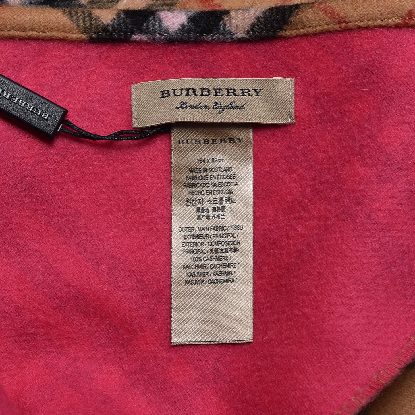 Cashmere Fluorescent Vintage Check Bandana Scarf Bright Peony