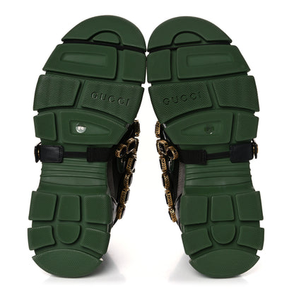 Gucci X SEGA Mesh Suede Calfskin Removable Crystals Mens Flashtrek Sneakers 8.5 Loess Black Olive Green 5 of 13
