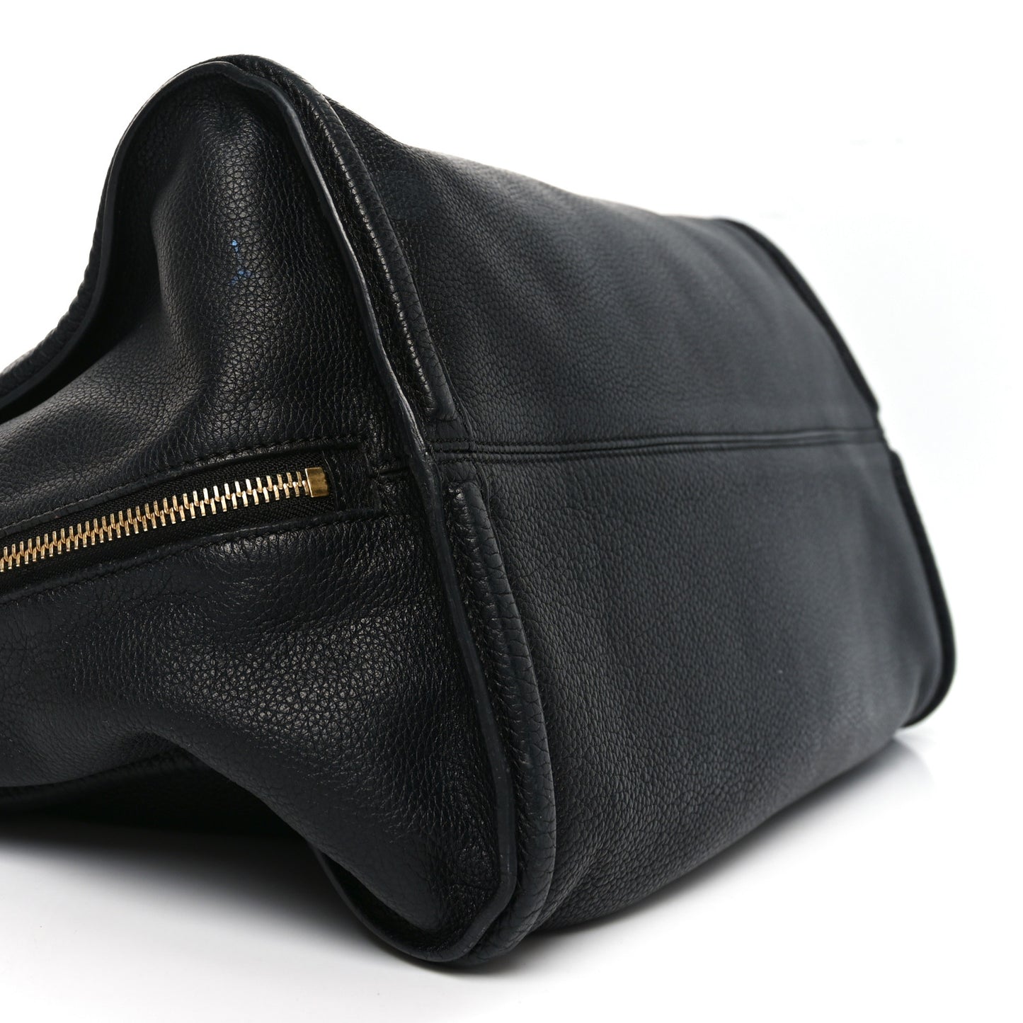 Pebbled Calfskin Large Skull Padlock Zip Around Tote Black