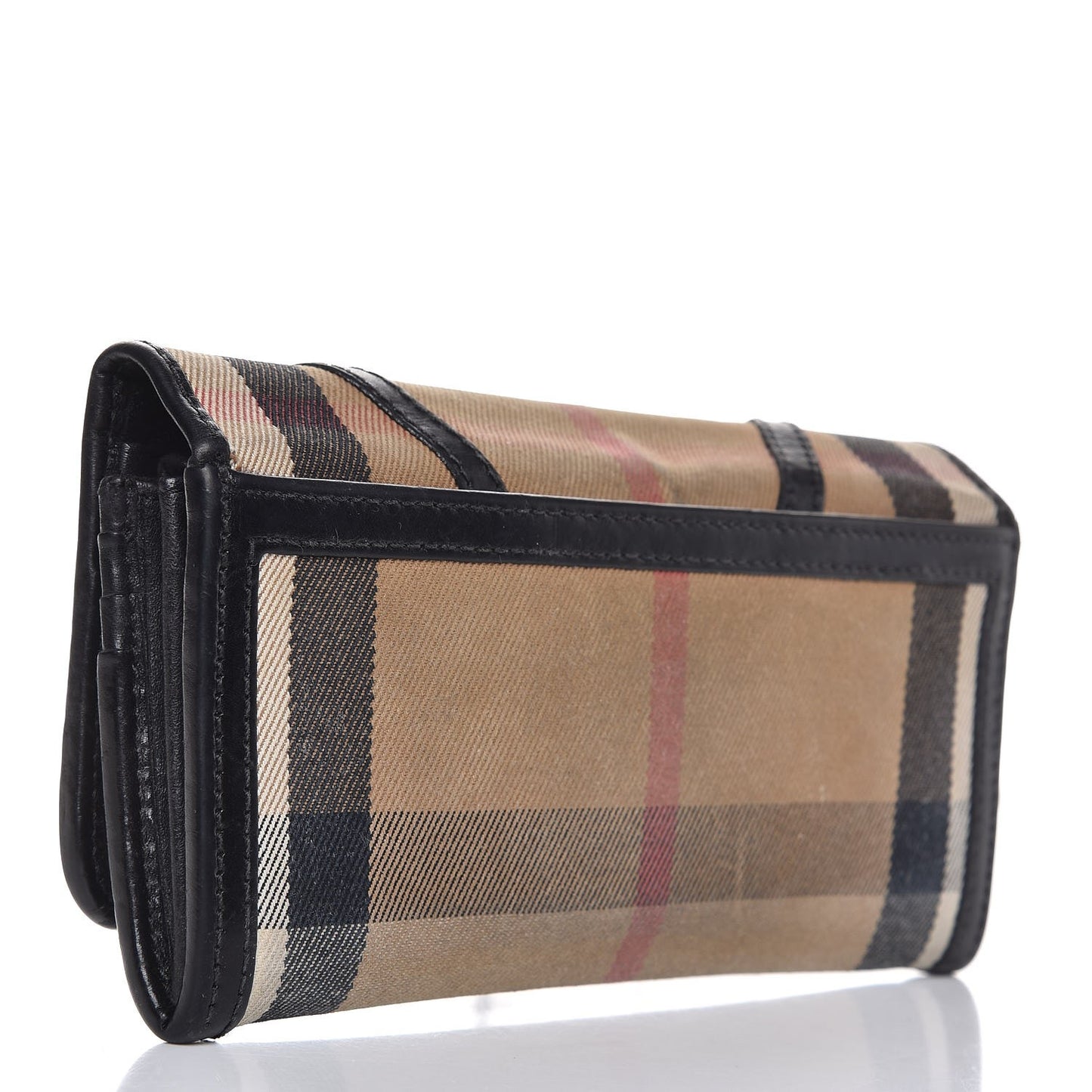 House Check Bridle Calfskin Penrose Continental Wallet Black