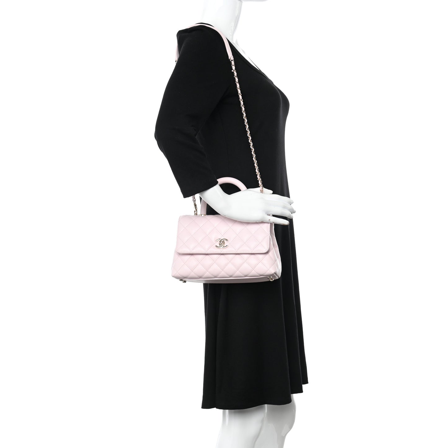 Caviar Quilted Mini Coco Handle Flap Light Pink