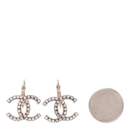 Chanel Crystal CC Drop Earrings Gold 2 of 4