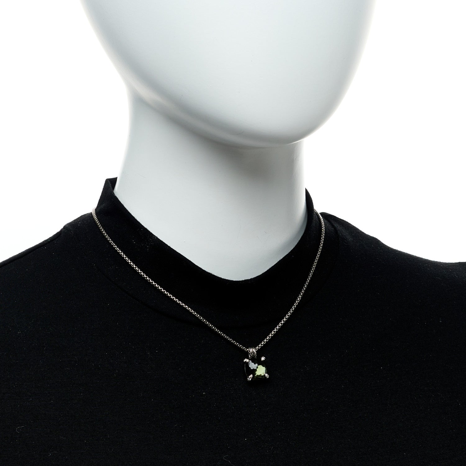 David Yurman Sterling Silver Diamond Green Orchid 11mm Chatelaine Pendant Necklace 2 of 6