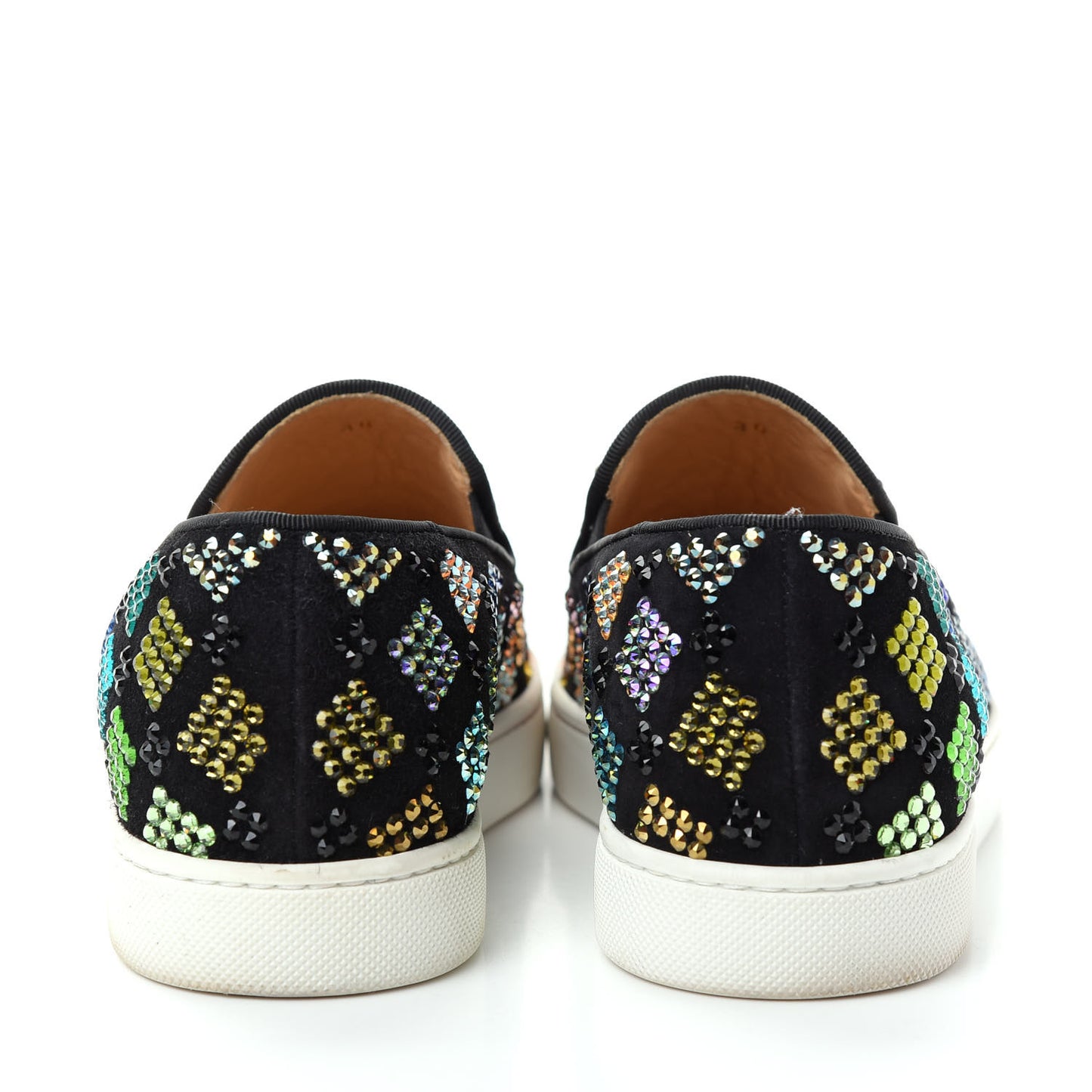 Veau Velours Crystal Womens Pik Boat Sneakers 36 Black Multicolor