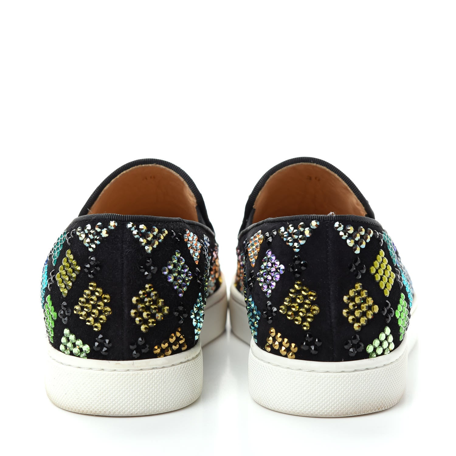 Christian Louboutin Veau Velours Crystal Womens Pik Boat Sneakers 36 Black Multicolor 7 of 10