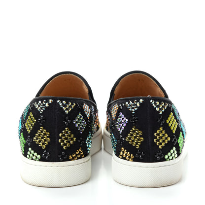 Christian Louboutin Veau Velours Crystal Womens Pik Boat Sneakers 36 Black Multicolor 7 of 10