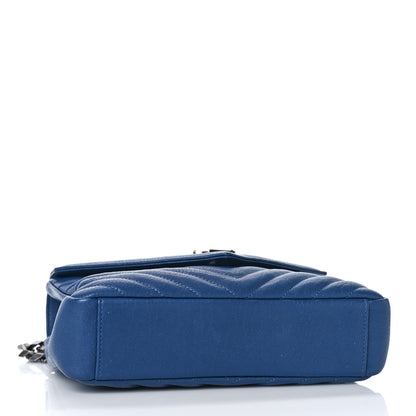 Saint Laurent Sheepskin Matelasse Chevron Monogram Medium College Bag Royal Blue 4 of 10