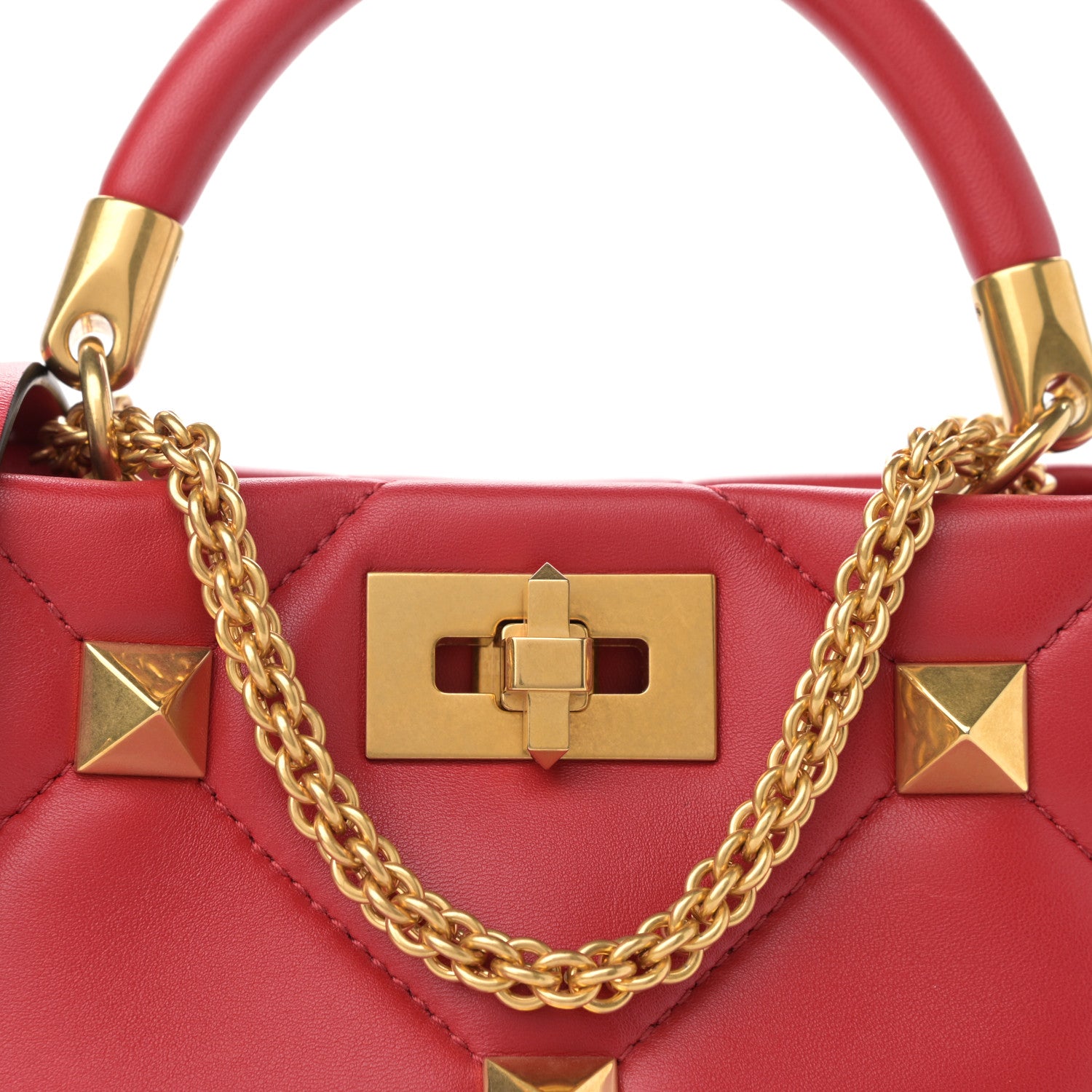 Valentino Garavani Nappa Small Roman Stud The Handle Bag Rouge Pur 7 of 13