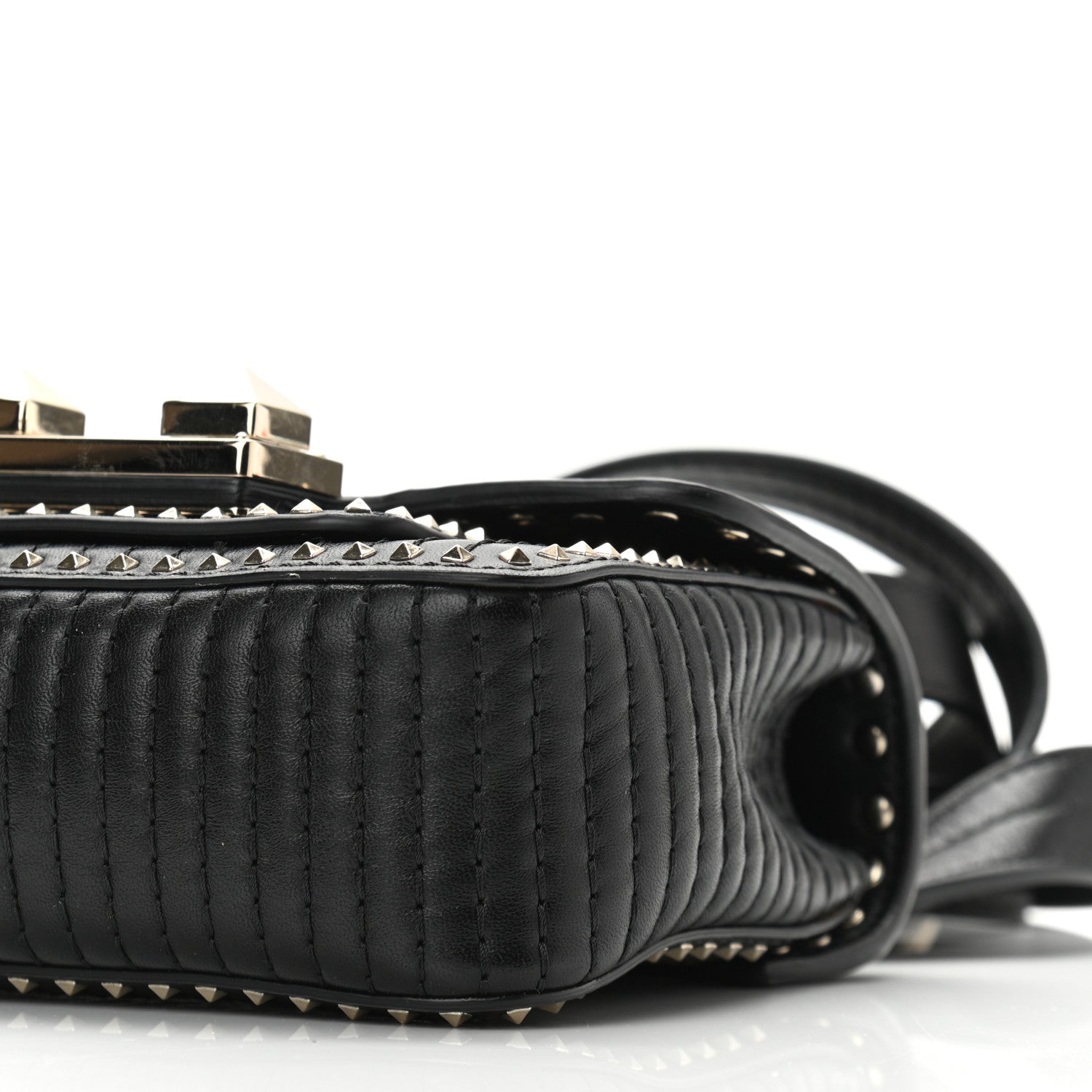 Valentino Garavani Lambskin ZiggyStud Rockstud Convertible Crossbody Belt Bag Black 9 of 10