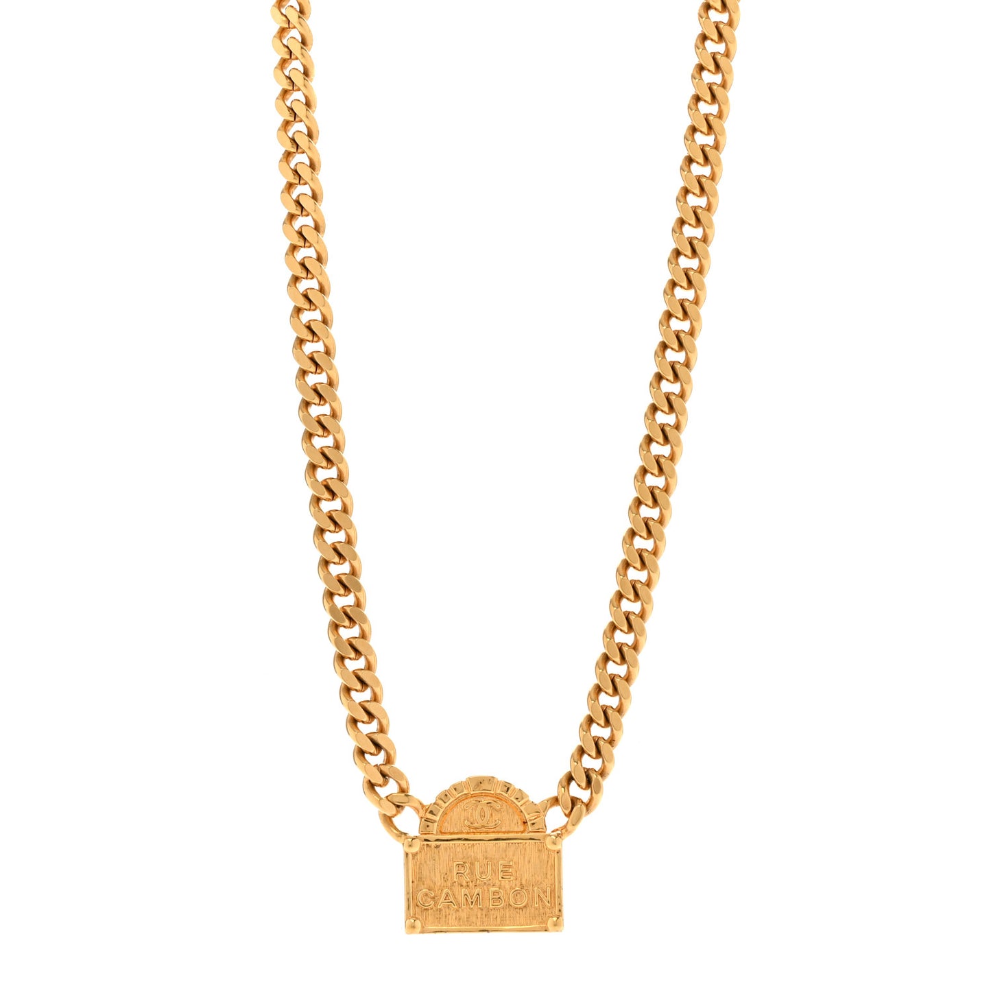 Metal Chain Link CC Rue Cambon Choker Necklace Gold