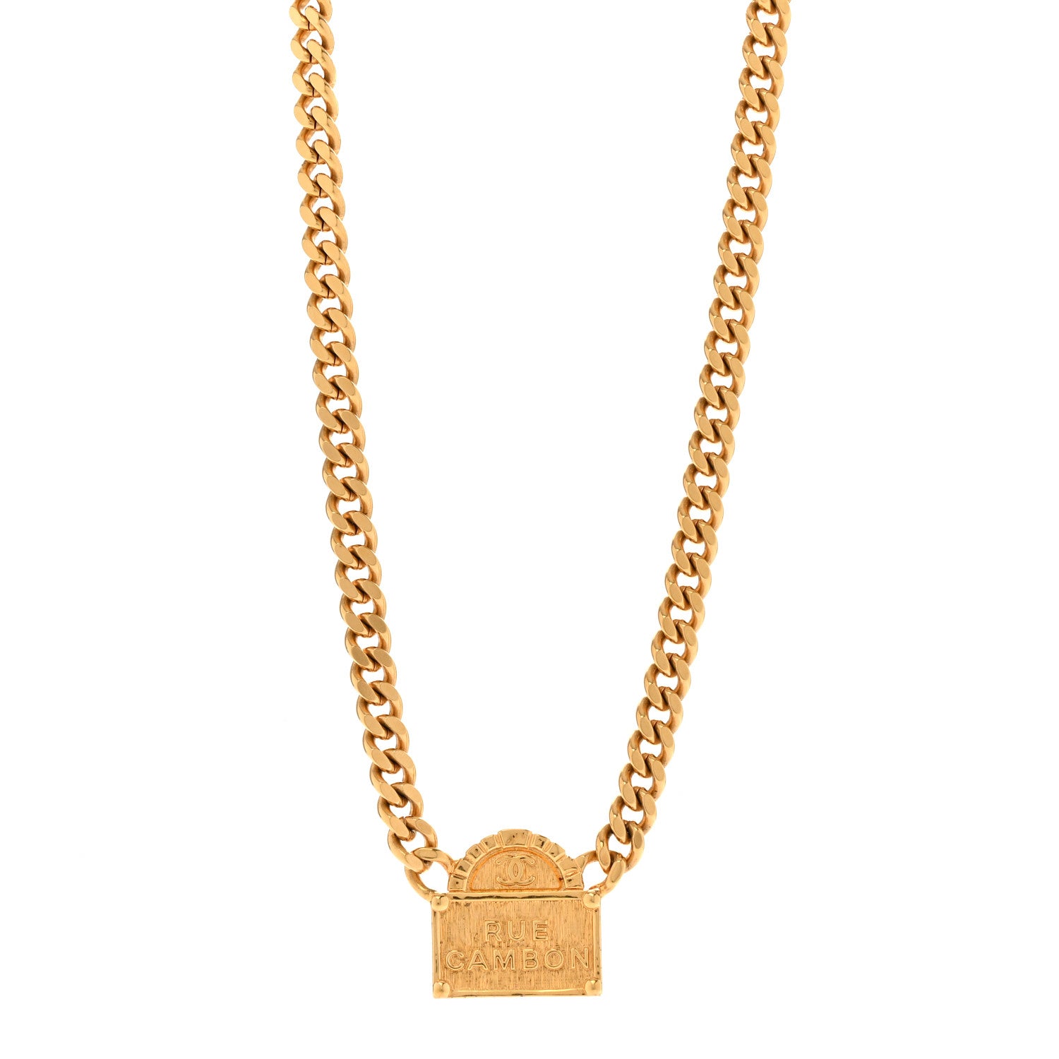 Chanel Metal Chain Link CC Rue Cambon Choker Necklace Gold 1 of 6