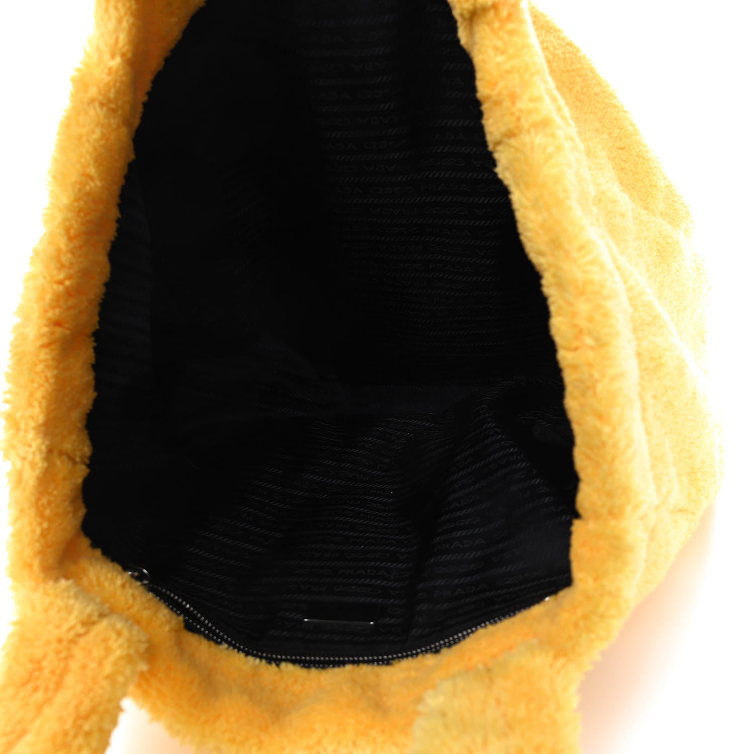 Prada Terry Cloth Tote Bag Giallo Black 5 of 10