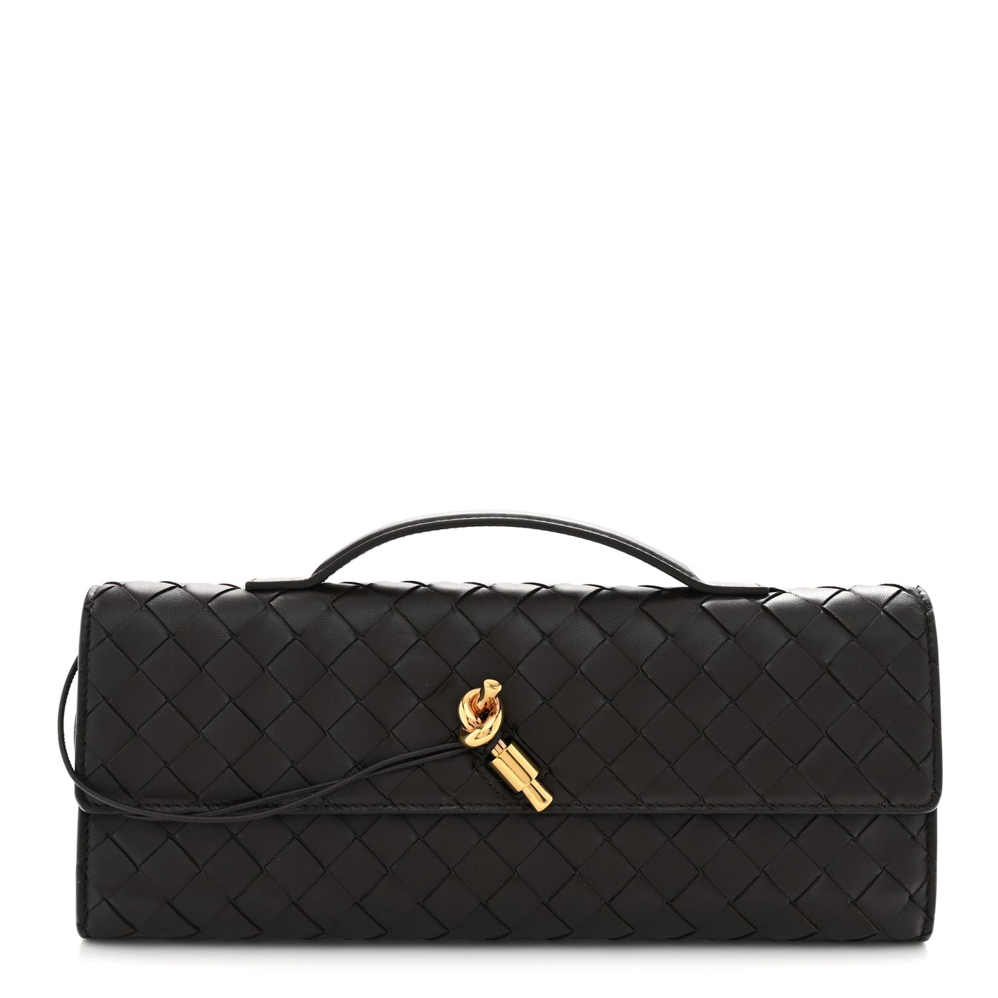 Nappa Intrecciato Long Andiamo Top Handle Clutch Fondant