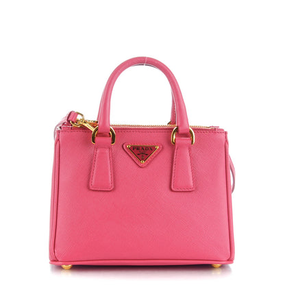 Prada Saffiano Lux Micro Galleria Double Zip Tote Peonia 1 of 8
