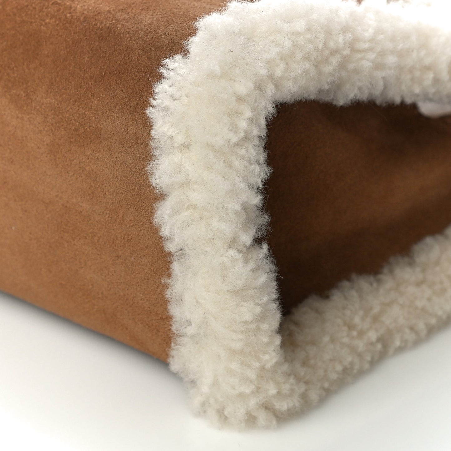 X UGG Suede Shearling Small Shopping Bag Chestnut