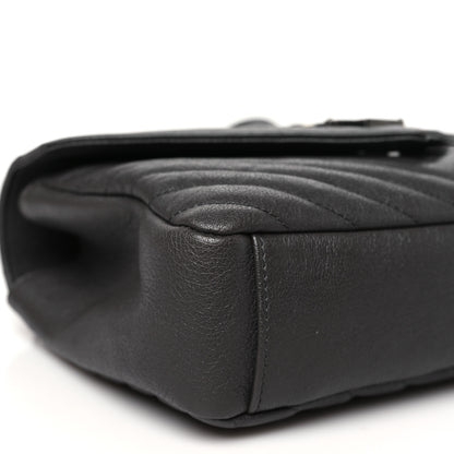 Saint Laurent Sheepskin Matelasse Chevron Monogram Medium College Bag Light Coal 9 of 11