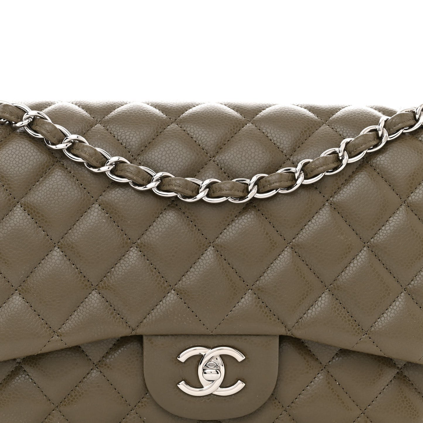 Caviar Quilted Jumbo Double Flap Taupe