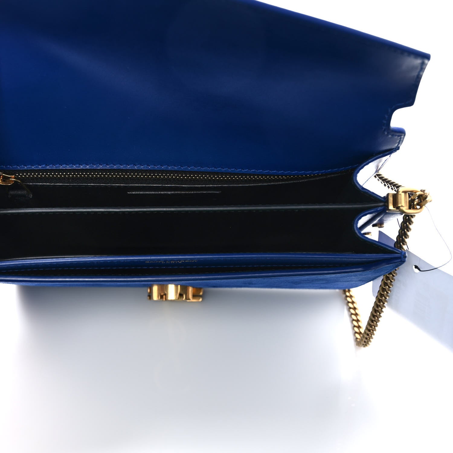 Saint Laurent Smooth Calfskin Suede Monogram Cassandra Clasp Bag Bleu Saphir 5 of 9