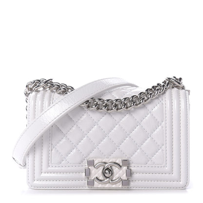 Chanel Patent Goatskin Quilted Small Boy Flap White 1 of 9