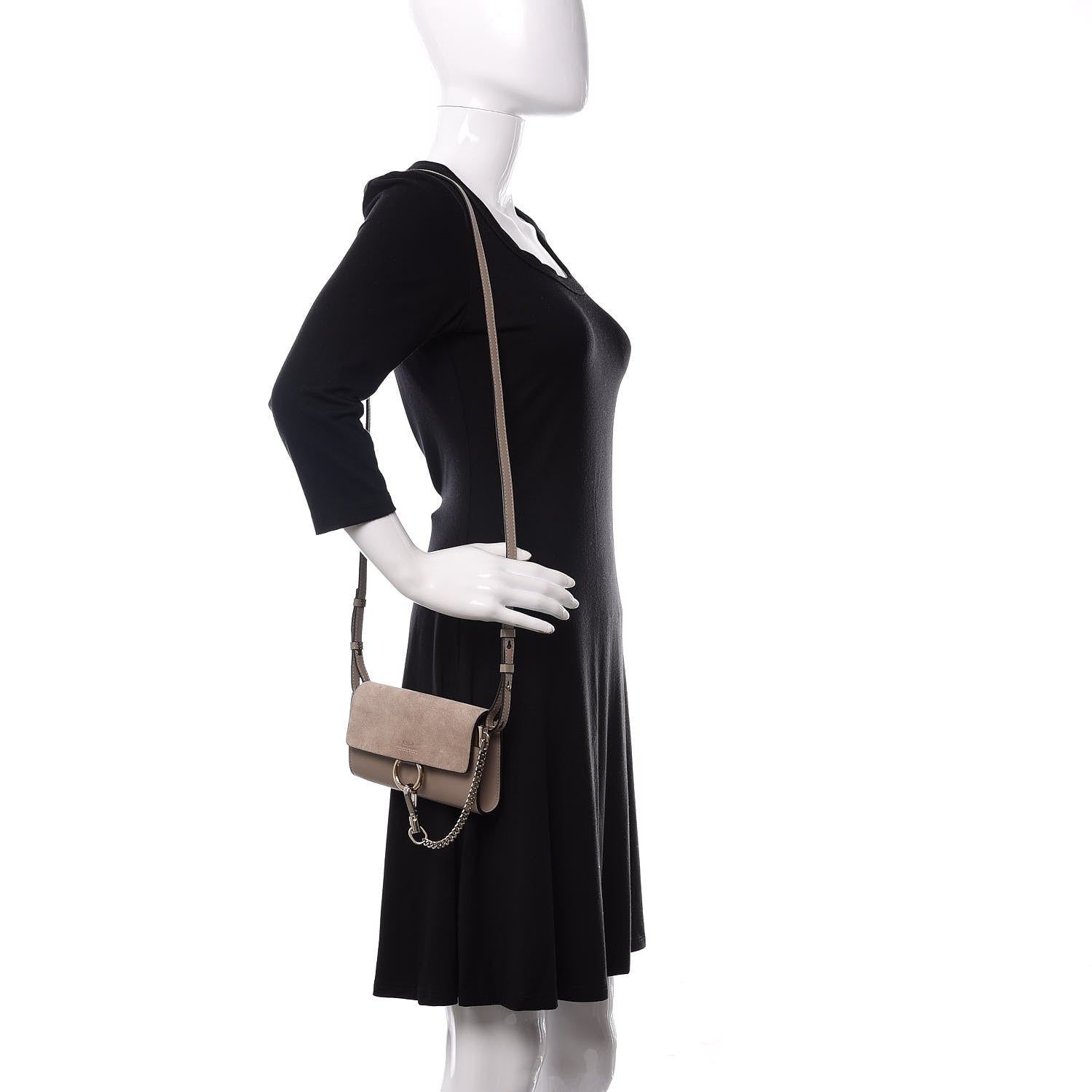 Chloe Suede Calfskin Mini Faye Shoulder Bag Motty Grey 2 of 11