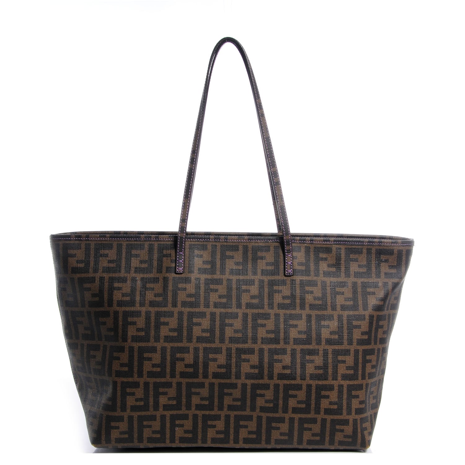 Fendi Zucca Spalmati Medium Roll Tote Tobacco Viola 1 of 9