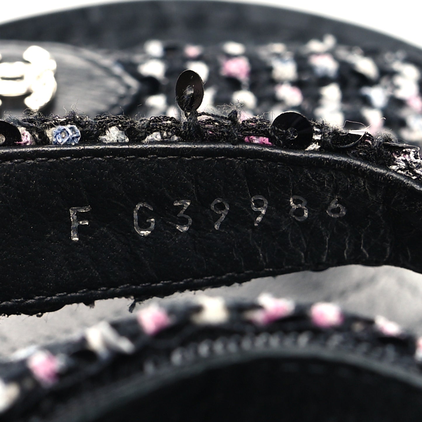 Tweed Lambskin Crystal CC Sandals 39 Black Multicolor