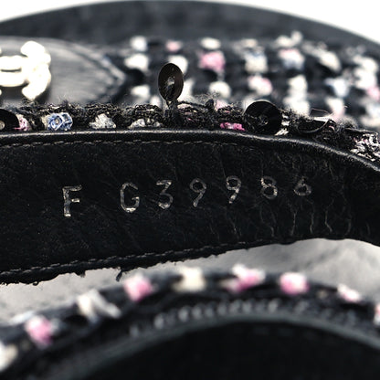 Chanel Tweed Lambskin Crystal CC Sandals 39 Black Multicolor 6 of 7