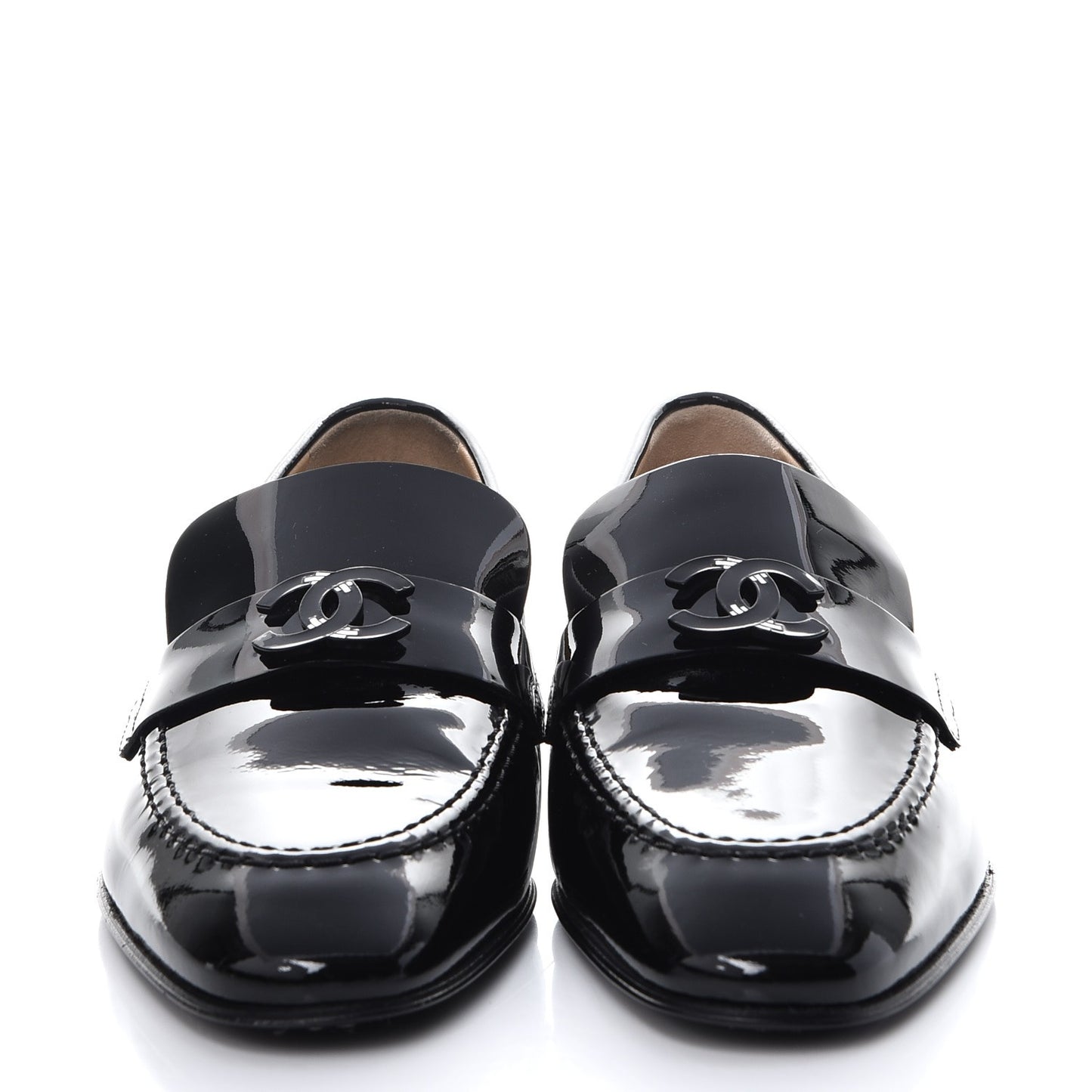 Patent Calfskin CC Loafers 36 Black