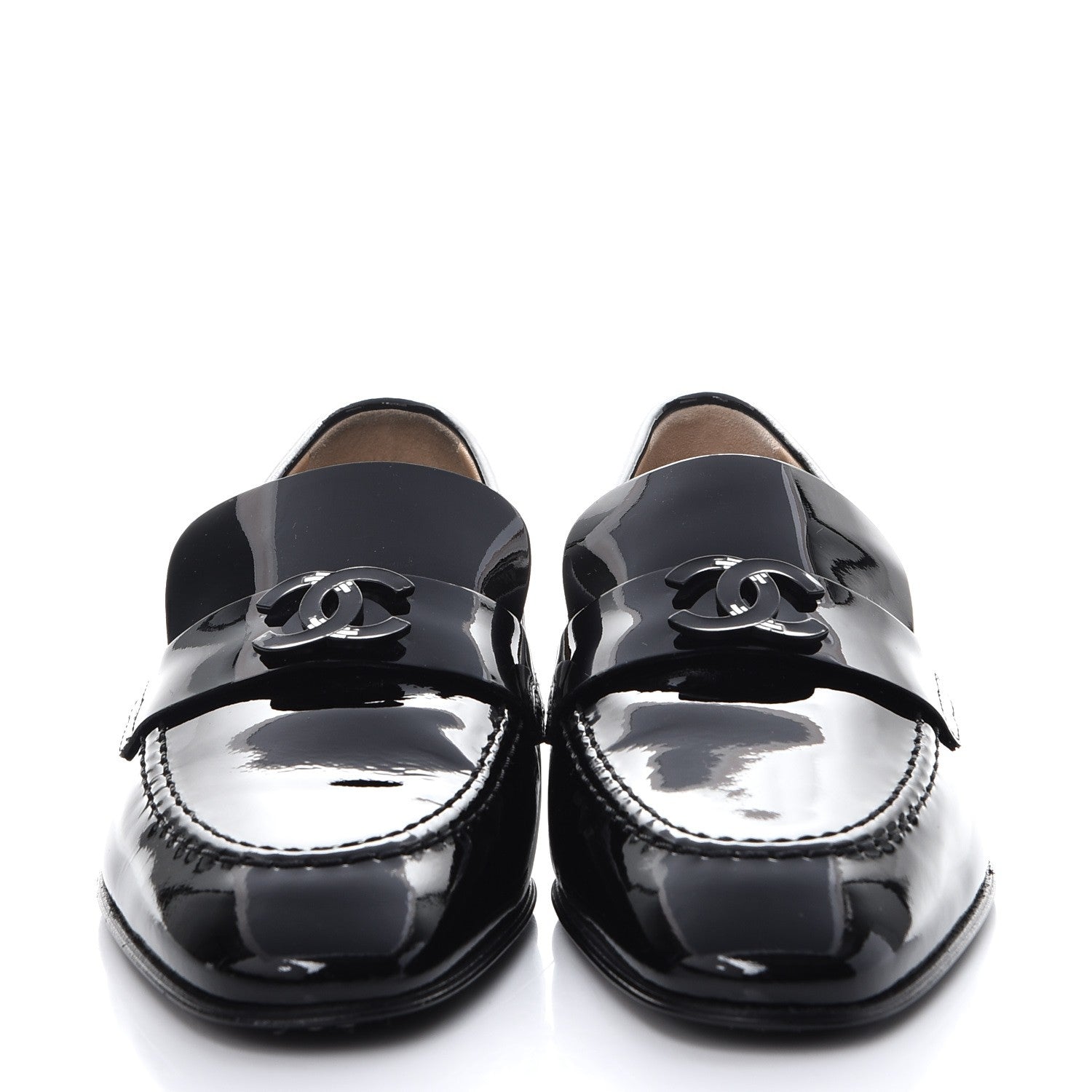 Chanel Patent Calfskin CC Loafers 36 Black 2 of 10