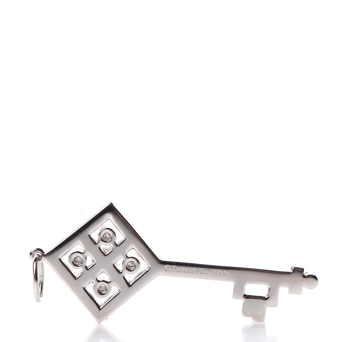 Platinum Diamond Small Checkerboard Key Pendant