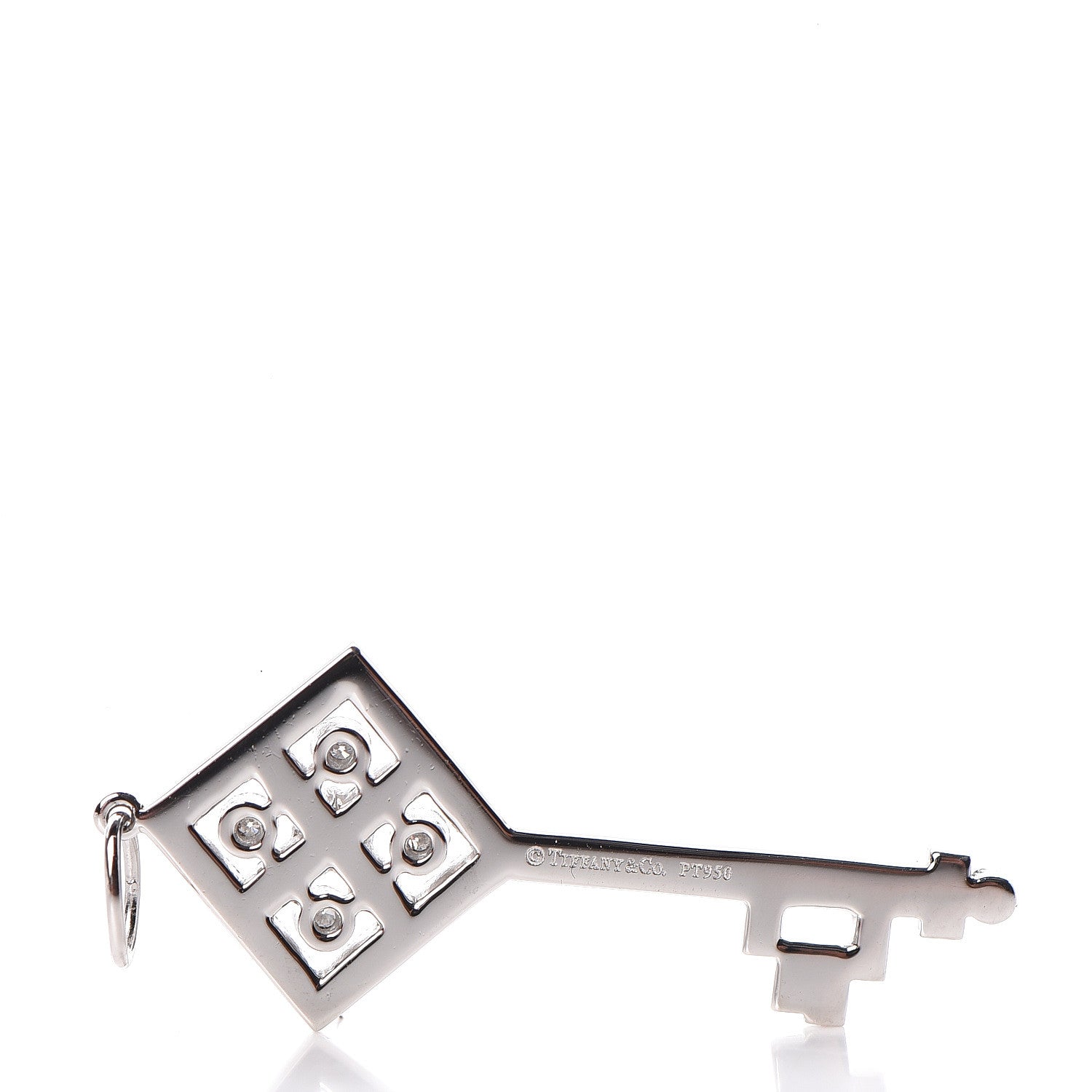 Tiffany Platinum Diamond Small Checkerboard Key Pendant 3 of 3