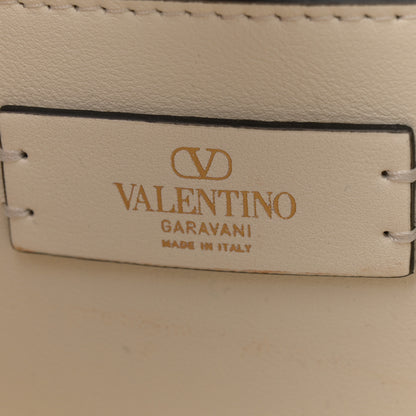 Valentino Garavani Canvas Calfskin Crystal Small Escape Loop Vlogo Signature Tote White Multicolor 6 of 10
