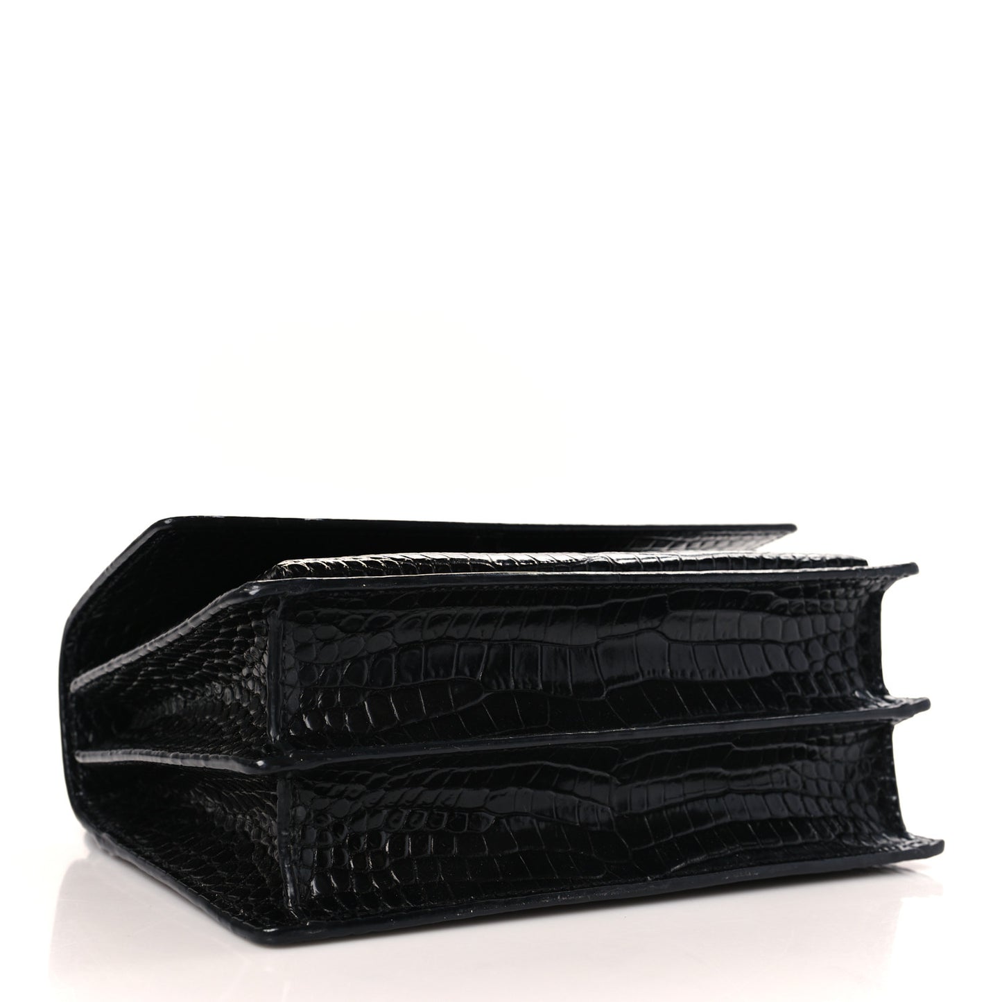 Calfskin Crocodile Embossed Medium Monochrome Monogram Sunset Black