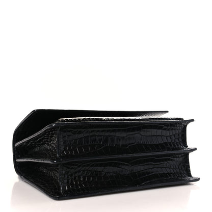 Saint Laurent Calfskin Crocodile Embossed Medium Monochrome Monogram Sunset Black 4 of 8